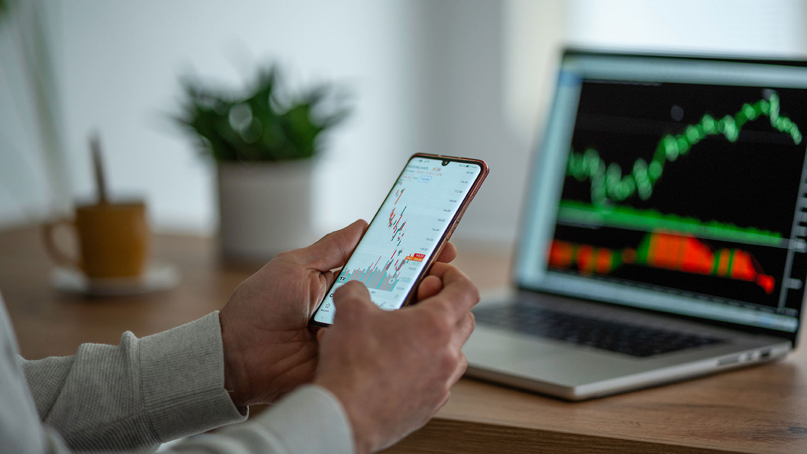 person viewing stock market volatility on phone