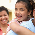 Happy family smiling and having fun.