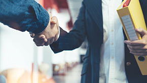 Two business people shaking hands